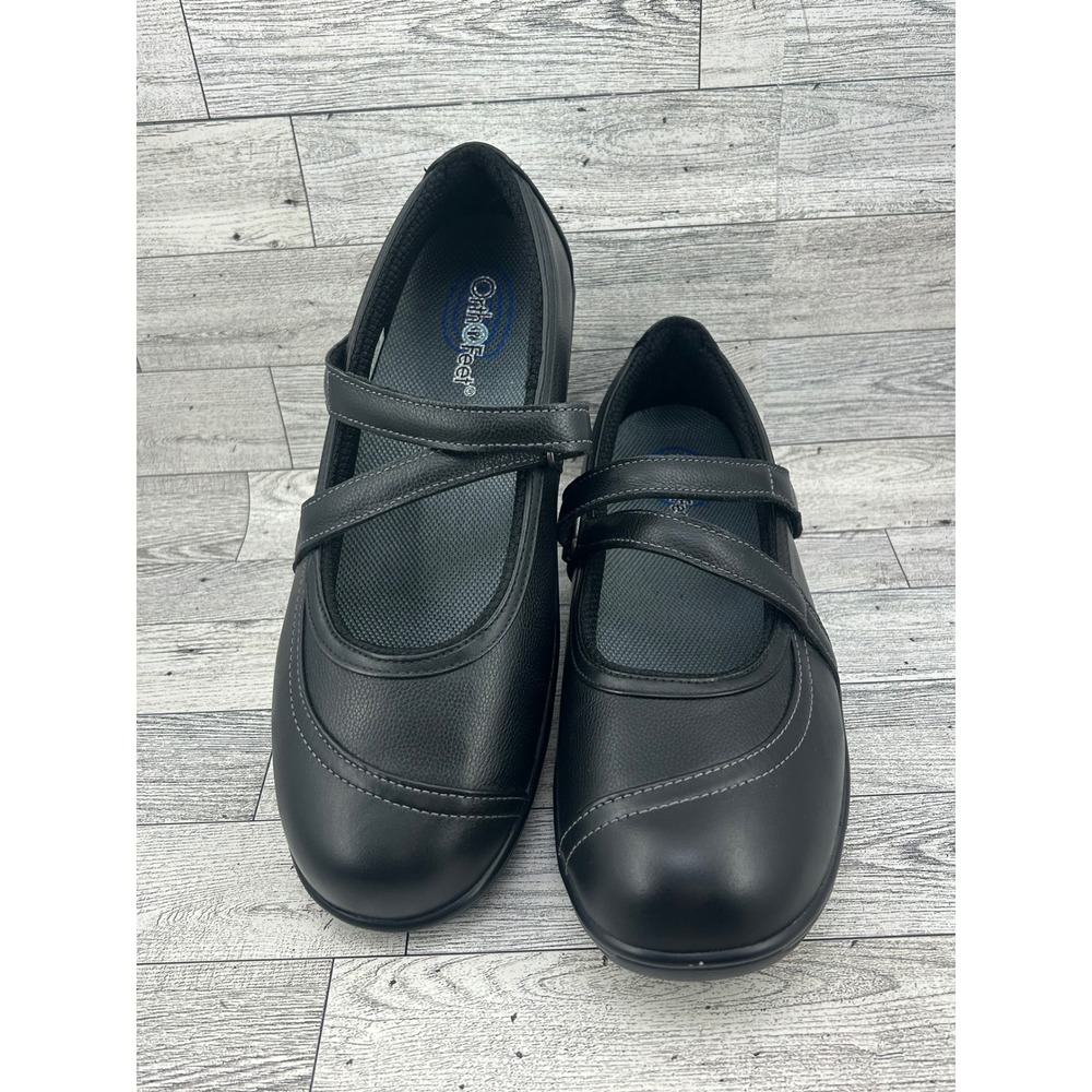 Orthofeet 865 Women‎ Sz 10B Black Leather Mary Jane Orthotic Comfort Shoes